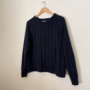 Lands' End Navy Cable Knit Sweater Size Small